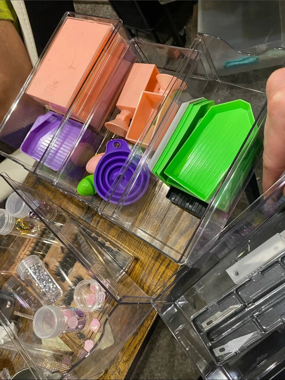 Clear Acrylic Cosmetic Transparent Storage Bin rhinestone crafting dotting tools